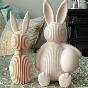 Neutral Pink Decorative Bunny Figurines - Set of 2 (3-D art printer)